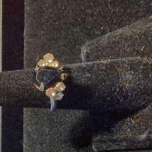 Black Rhinestone Teardrop Ring
